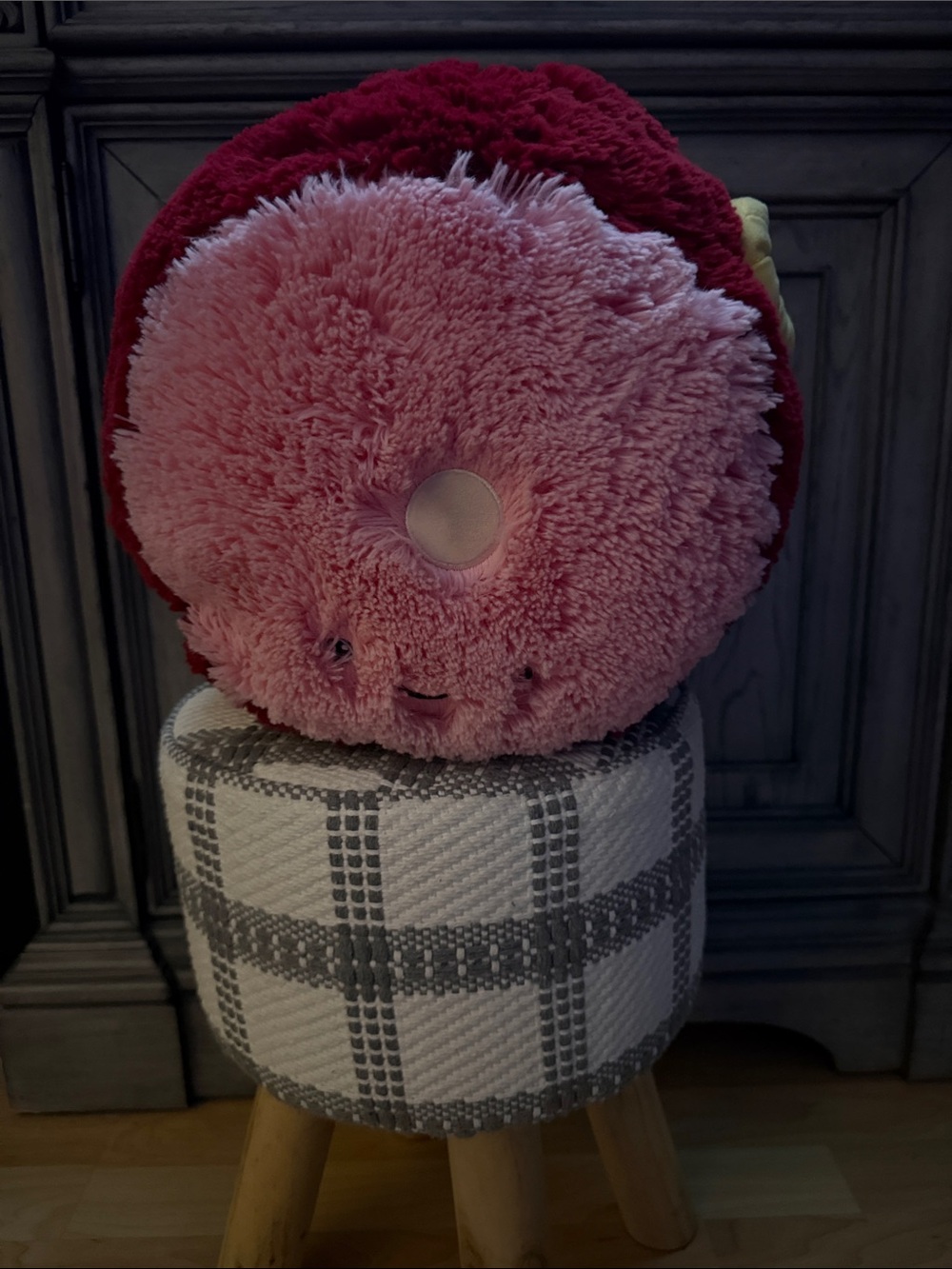 Plush Pink Donut Accent Pillow - Cute Soft Decorative Cushion